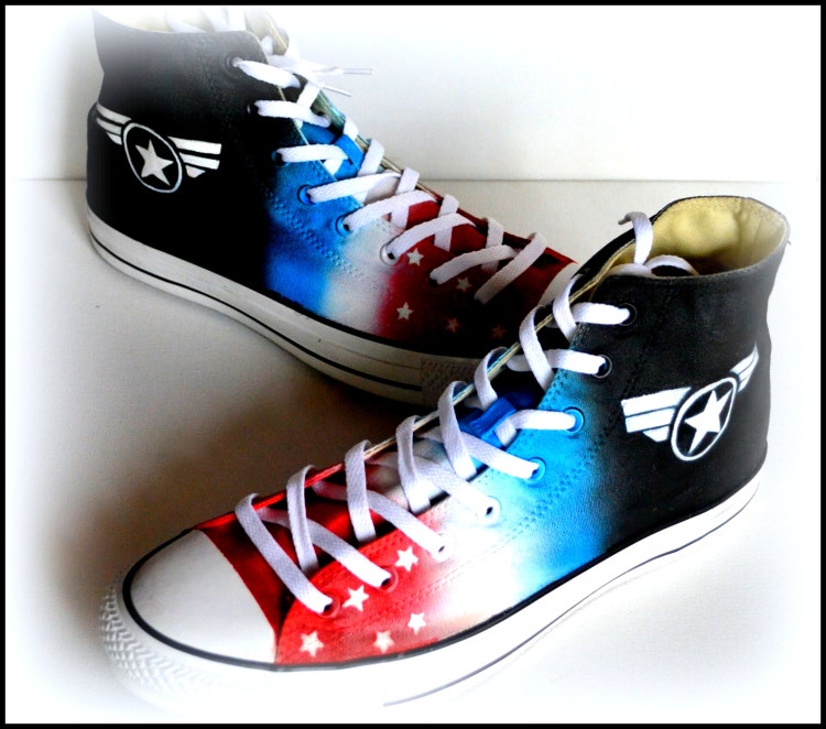 Mens Captain America Shoes Custom Made Superhero by PricklyPaw