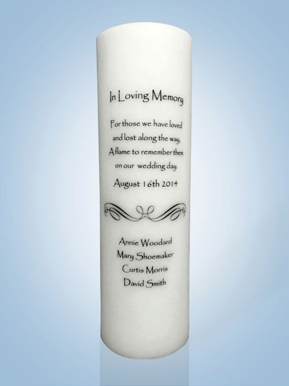 Personalized Wedding Memorial Candle