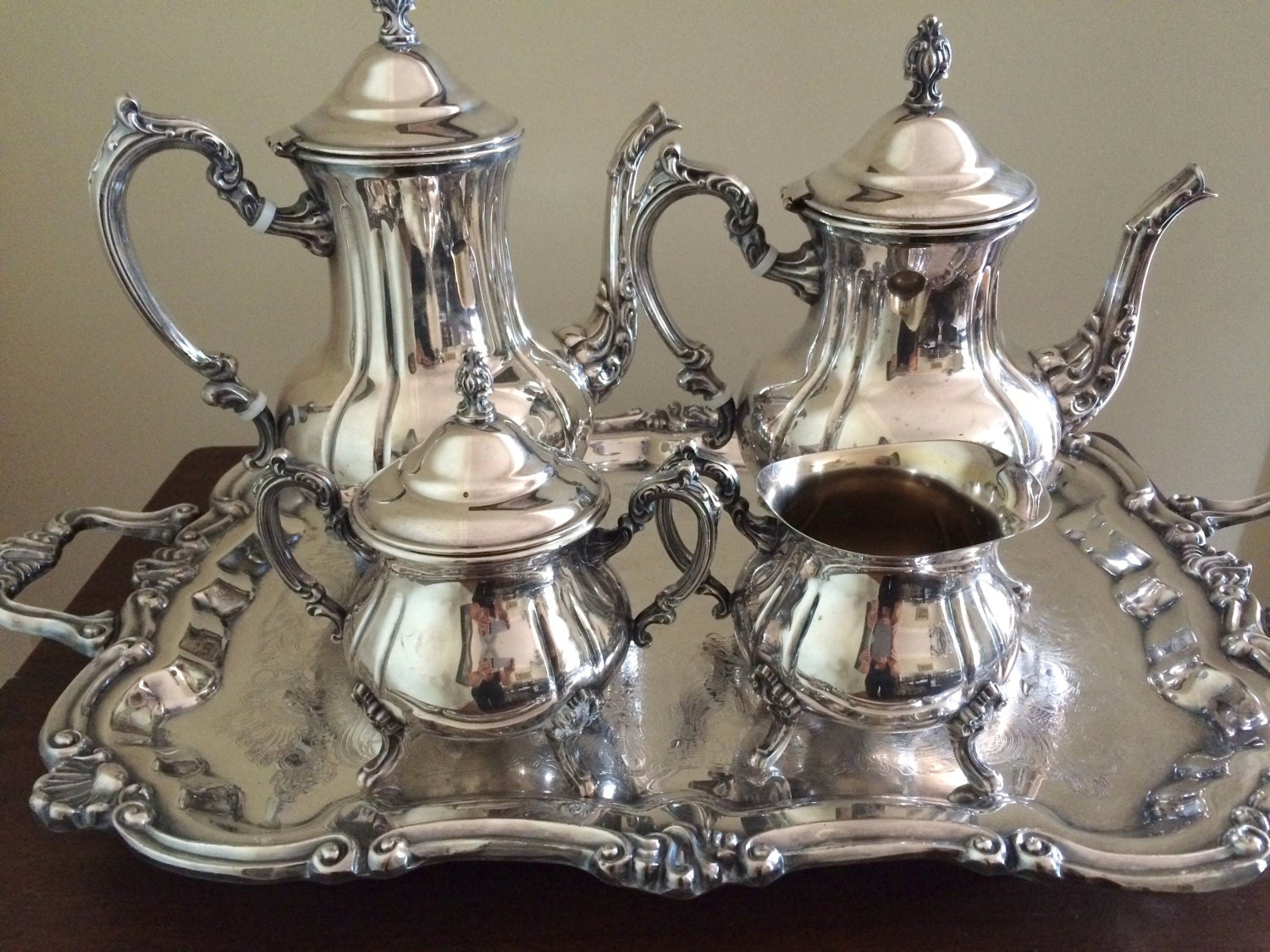 vintage metal tea set