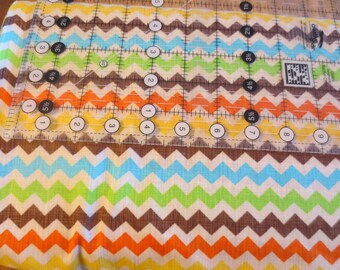 Fall colors zig zag print cotton fabric