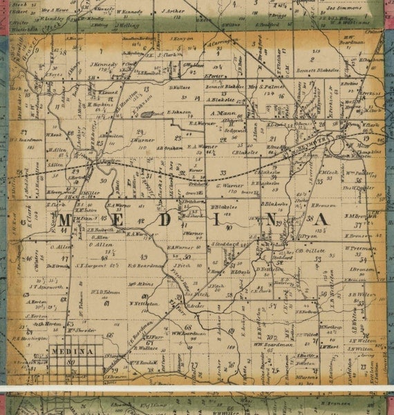 Medina County Ohio 1857 Wall Map Reprint With Homeowner By Oldmap 2166