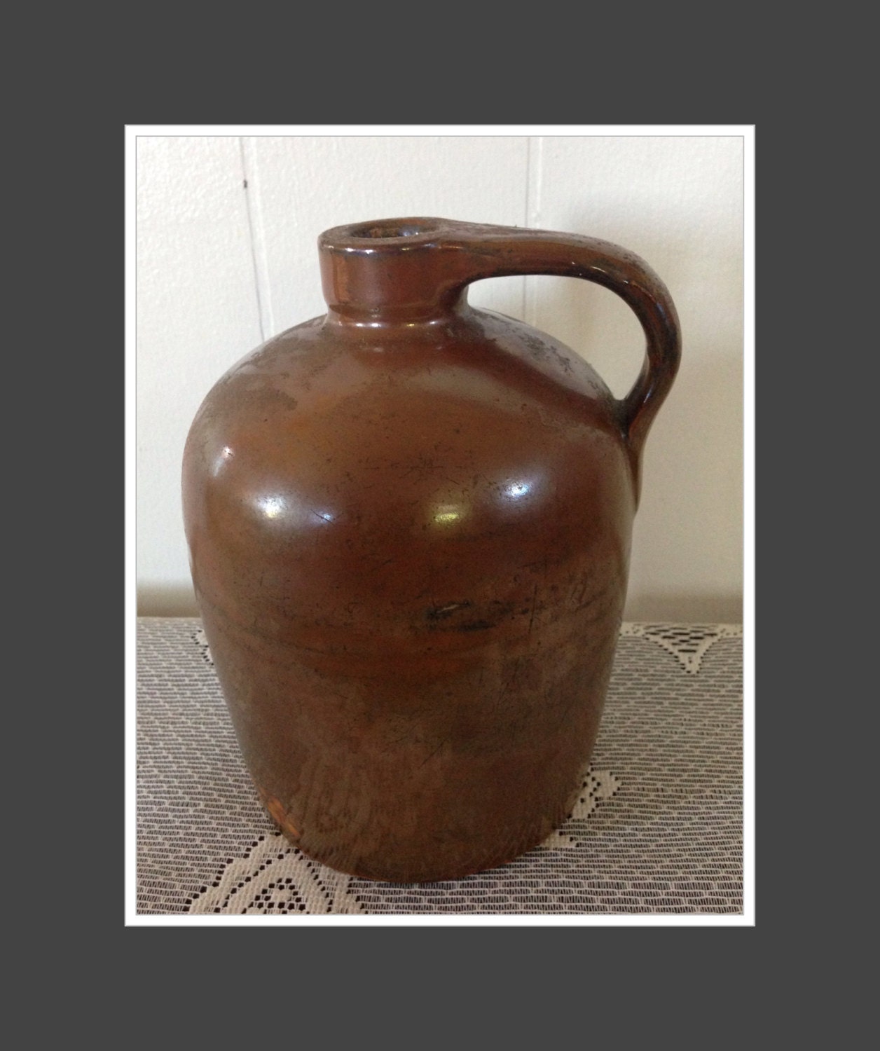 Redware Jug Beehive Whiskey Jug Antique Stoneware Jug