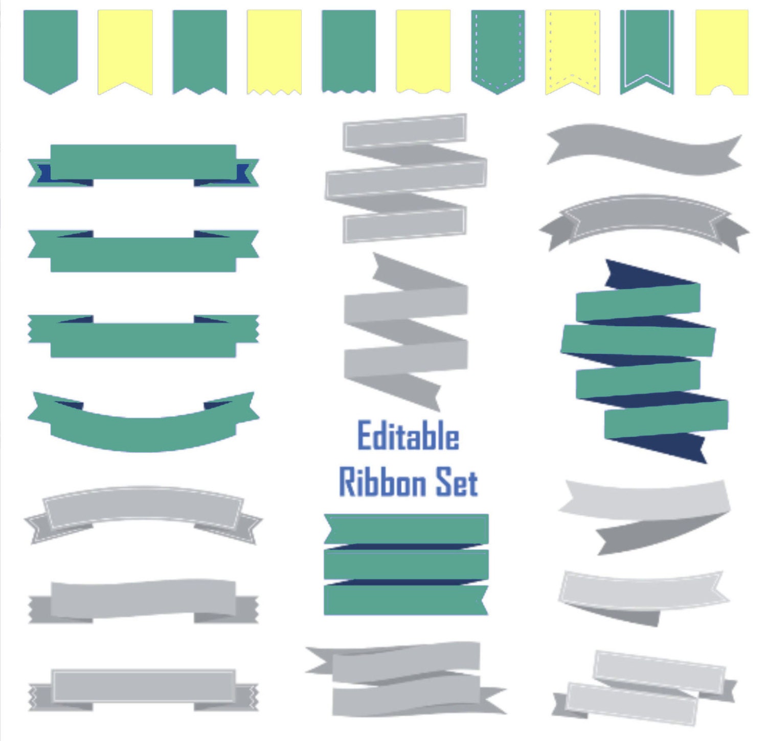 Editable Vector Banners / Ribbons Instant Download