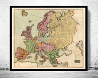 Beautiful Old Map of Europe 1816