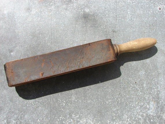 Items similar to Antique Barber Straight Razor Leather Sharpening Strap