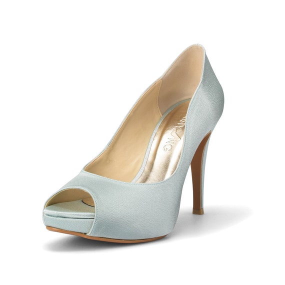 Something Blue Wedding Heels Blue Satin Bridal Peep Toe