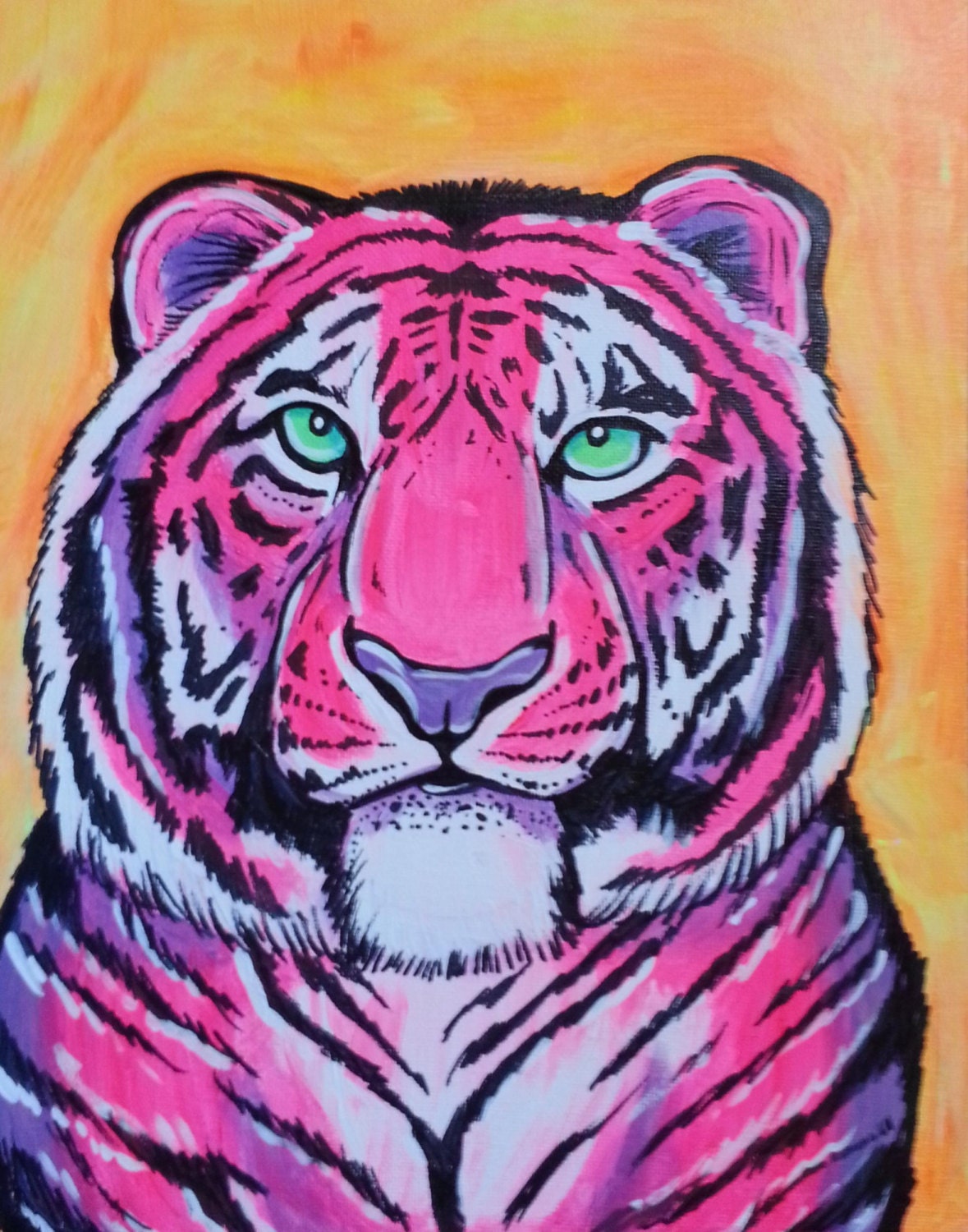 Original Neon Pink and Purple Tiger by ArtistAllysonAverell