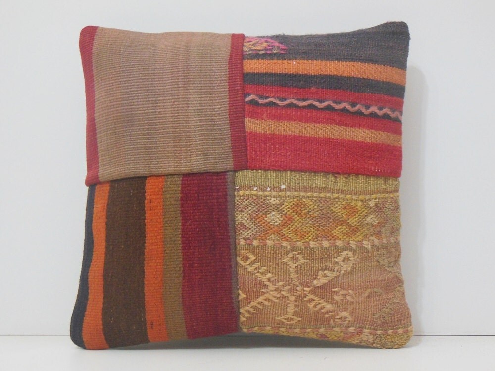 kilim pillow unique decorative pillow 16x16 by DECOLICKILIMPILLOWS