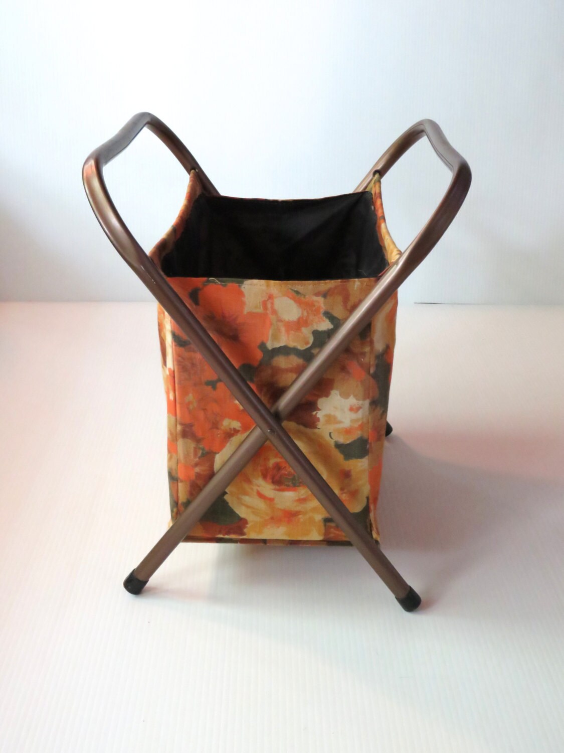 Vintage Folding Sewing Basket, Folding Knitting Basket, Folding