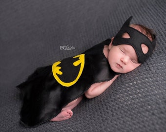 Infant Satin Cape Set, Photo Prop, Newborn photos, Batman Cape,