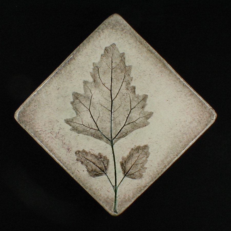 Leaf tile 4 x 4 Art tile with leaf imprint wall tile