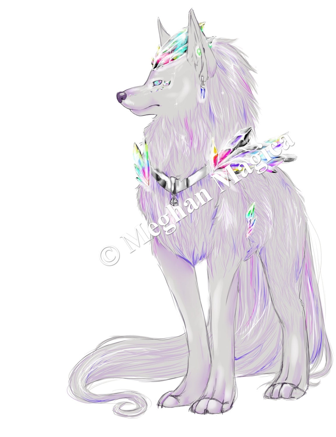 Crystal Wolf Art Print by MeghanMadoka on Etsy