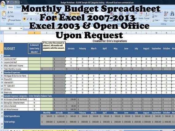 monthly income excel template