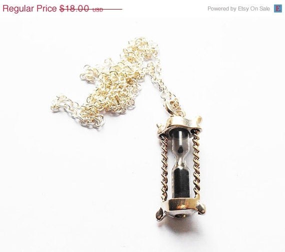 Hourglass necklace hour glass timer necklace Once by KingsfieldInn