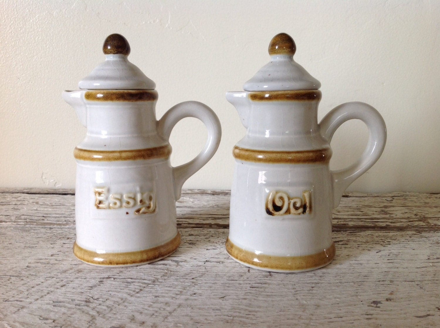 Vintage Oil and Vinegar Set Rustic Farmhouse Cruet Set Gallo