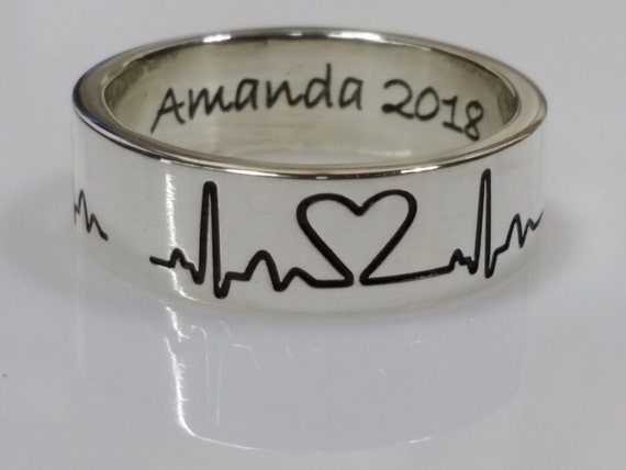 Sterling Silver Heartbeat ring, EKG. A heart shape is a noun, a heartbeat, that's a verb.