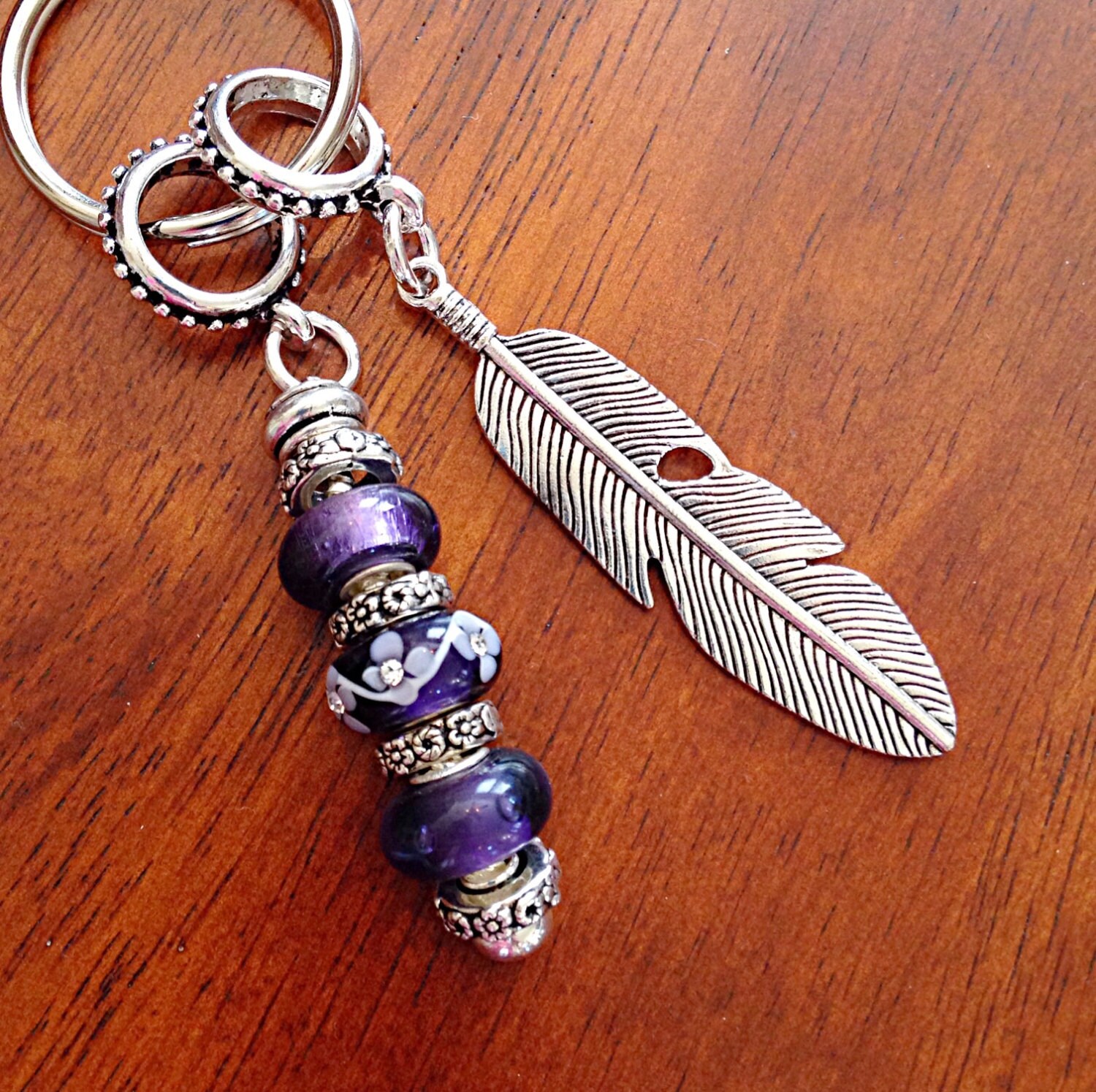 Christian Keychain Keychain Feather Keychain by DorysBoutique