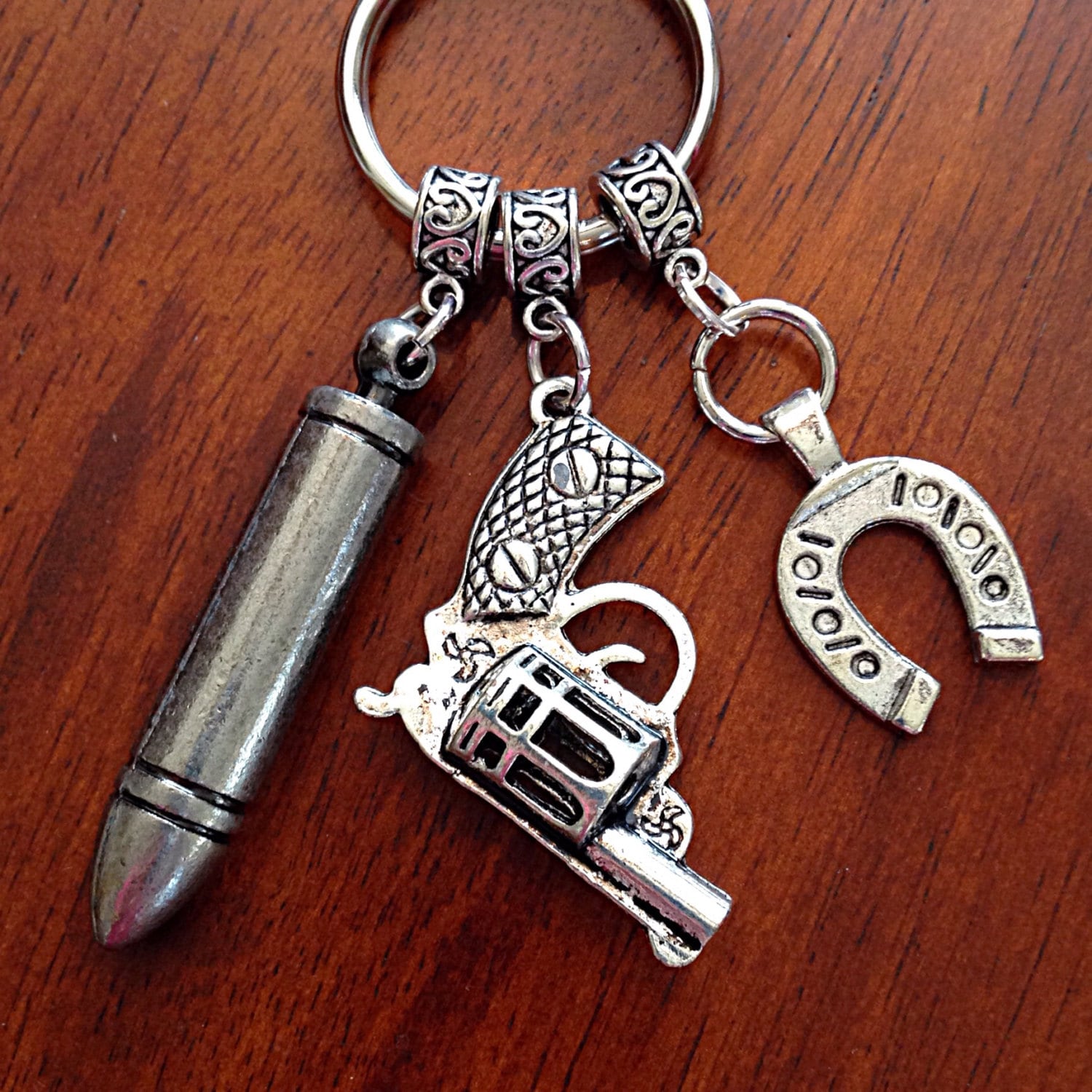 Car Accessories Keychain Silver Bullet Keychain Hand Gun