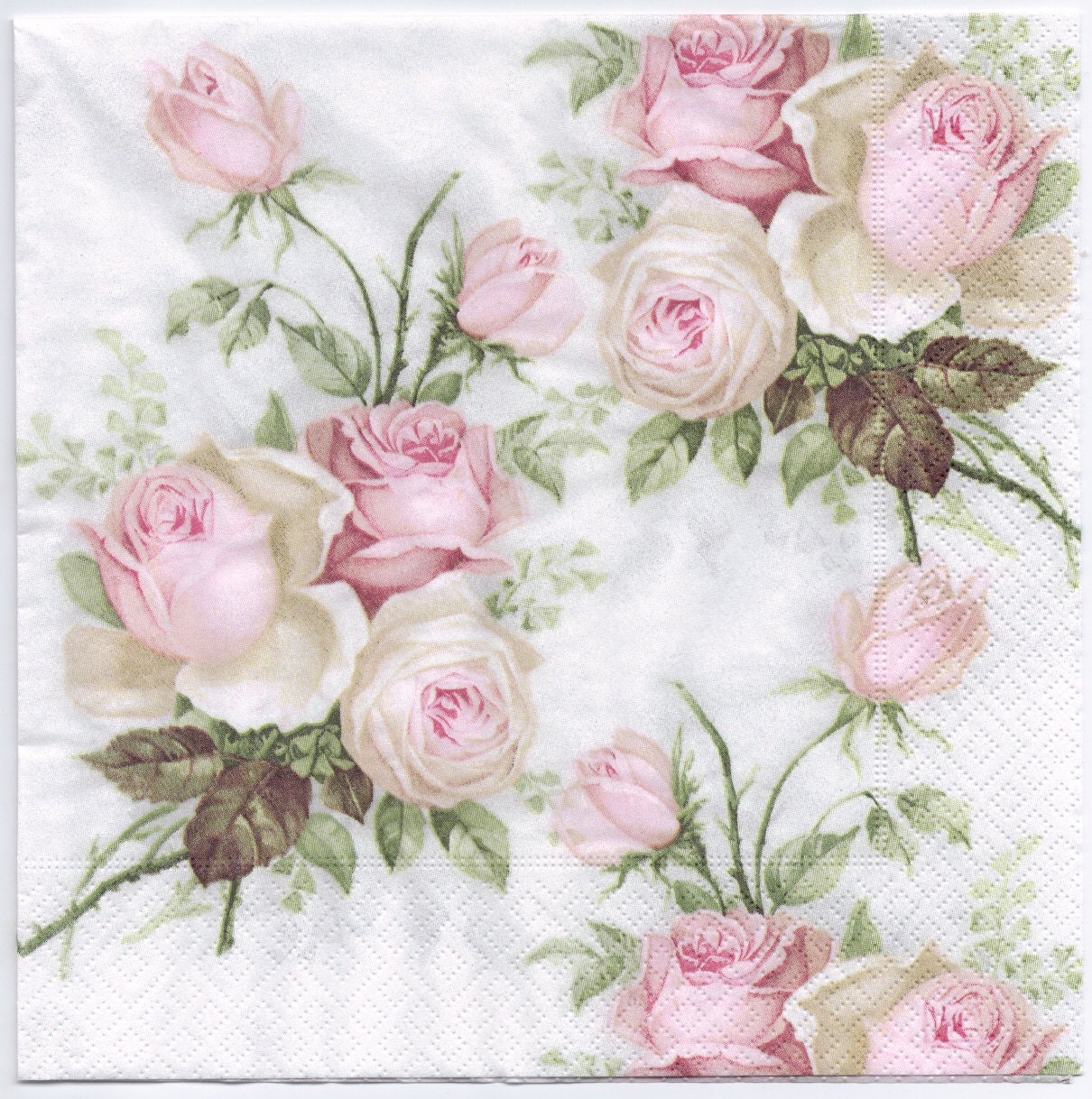 napkins uk paper decoupage Decoupage Bouquet Pastel Napkins Dinner Rose Design