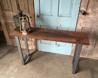 Reclaimed Wood Industrial Console Table / H-Shaped Metal Legs