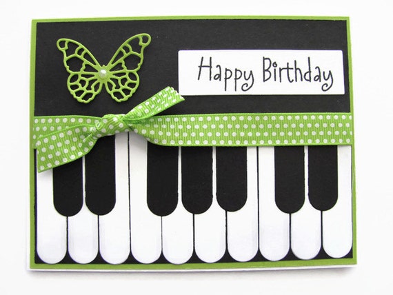 Happy Birthday Piano Card Butterfly Piano Birthday Card Card