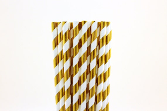 Gold Foil Striped Paper Straws, Glam Sweet 16, Gold cake pop stick, ballerina birthday party, Quinceanera, glitter party decor, gold party Il_570xn