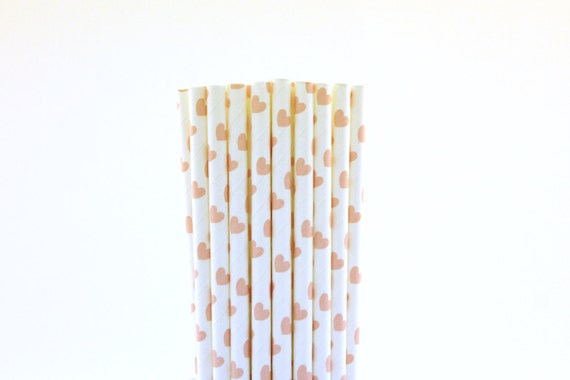 Light Pink Heart Paper Straws-Light Pink Straws-Valentines Day Straws-Baby Shower Straws-Ballerina Party Straws-1st Birthday Party Straw Il_570xn