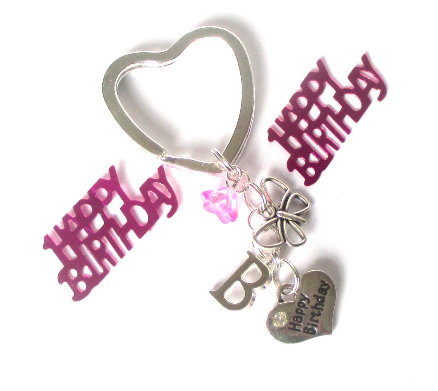 Butterfly keychain Happy Birthday keyring by DoodlepopDesigns