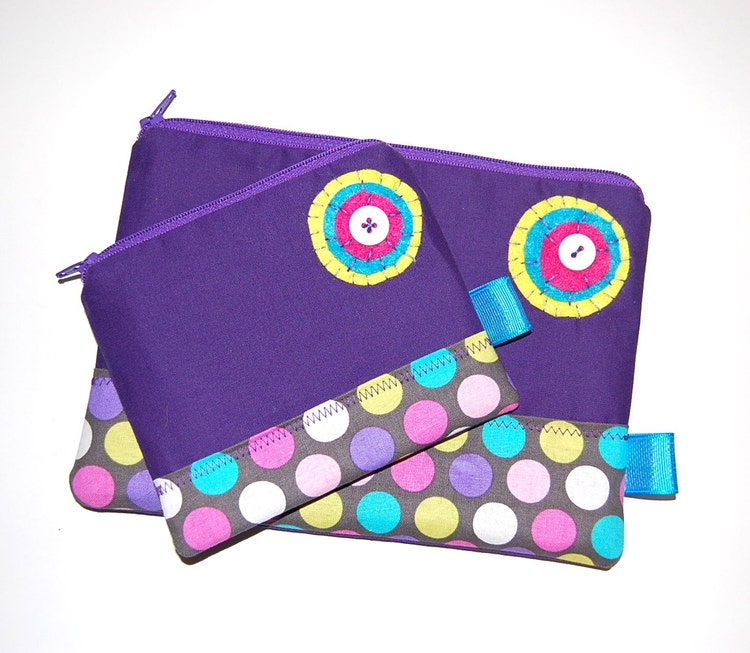Purple Pouch Matching Pouch Set Makeup Pouch by Sewmuchfunstuff
