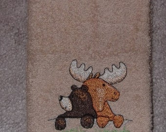 Embroidered ~NORTH WOODS Welcome~ Kitchen Bath Hand Towel