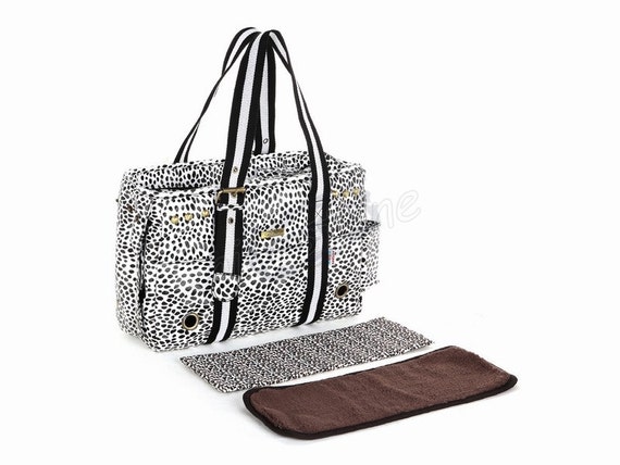 white leopard purse