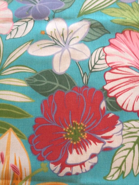 Hawaiian Print Round Tablecloth Pink Turquoise By Pixipieces