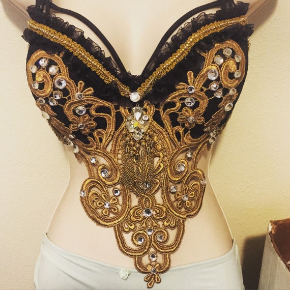 Golden Victoria Rave Bra by MissJAYNEdesigns on Etsy