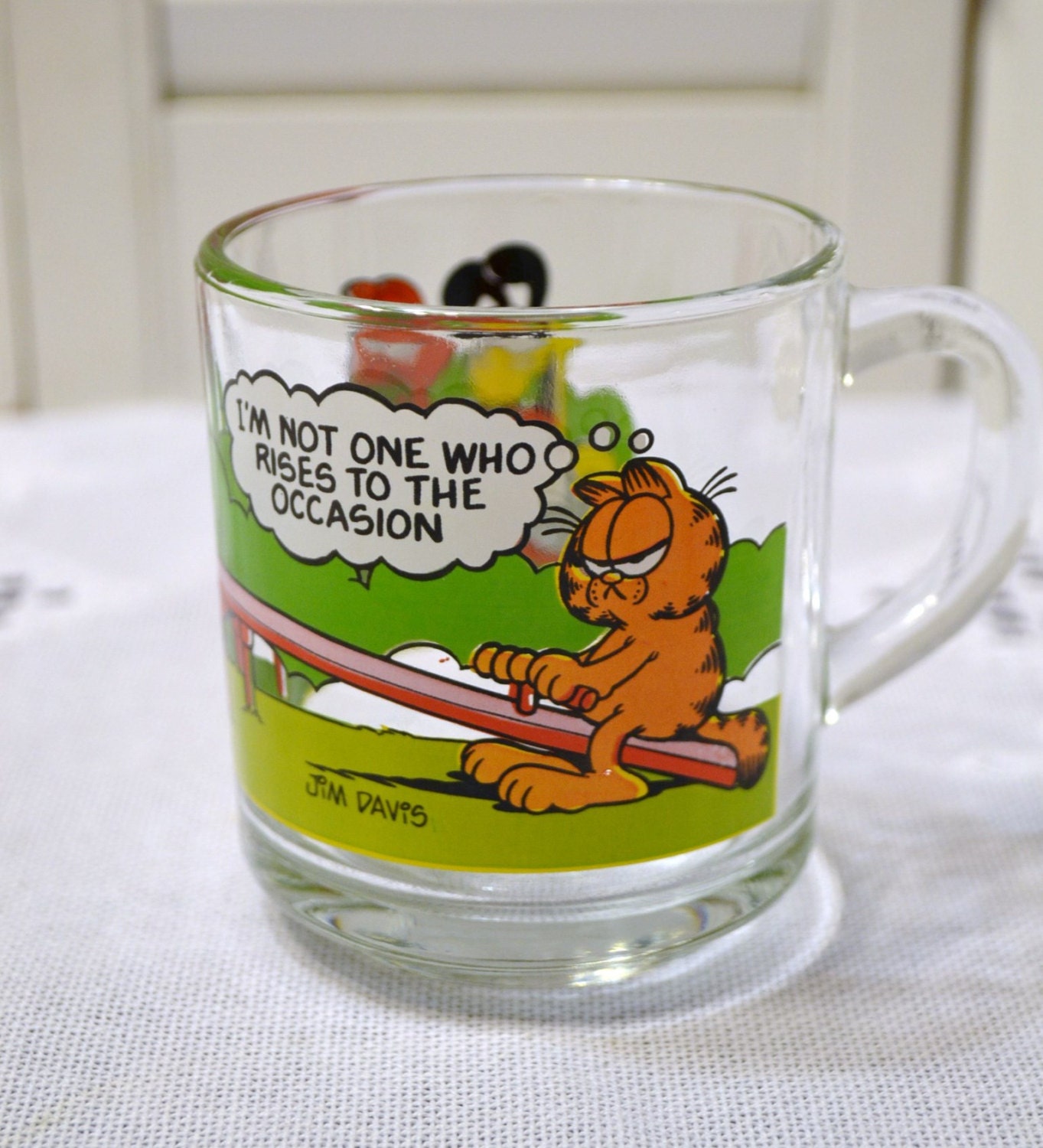 Vintage Garfield McDonalds Glass Mug Jim Davis Cartoon