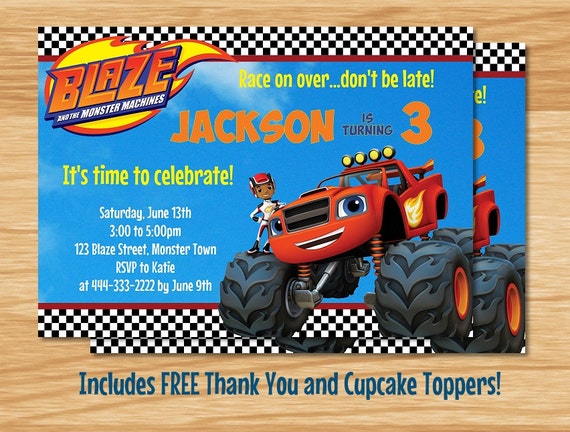 Blaze And The Monster Machines Birthday Invitations Templates 9