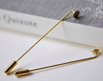10 pcs Gold Lapel Pin Stick Pin Clutch 4x60mm With 5mm Pad A7883