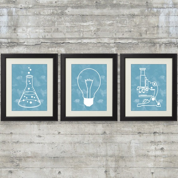 Nerdy Science Art set of 3 8x10 Instant Download