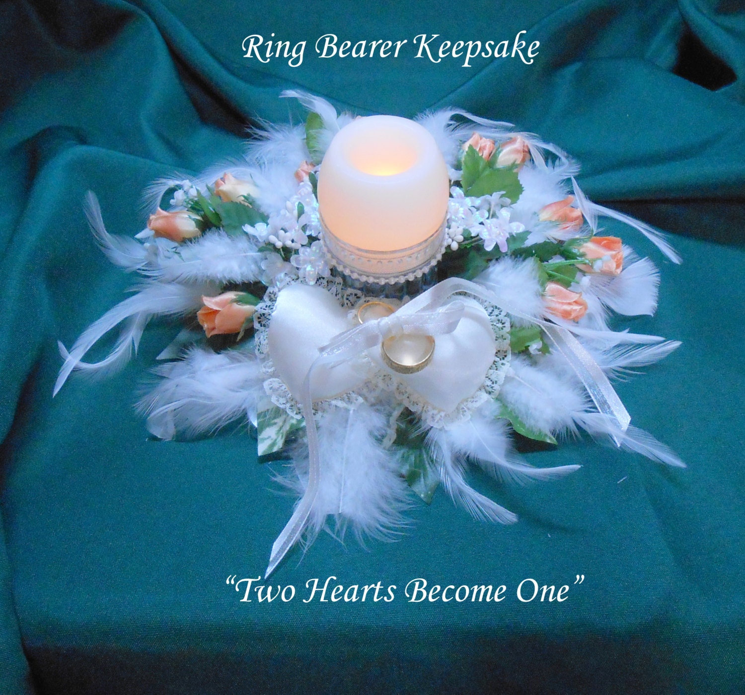 Ring Bearer Keepsake Candle & Boutonniere Two Hearts