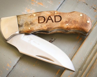 Custom Folding Knife, Engraved Knife, Personalized Knife: Anniversary, Groom's Gift for Him, Groomsman Wedding Favor, Father's Day - R138
