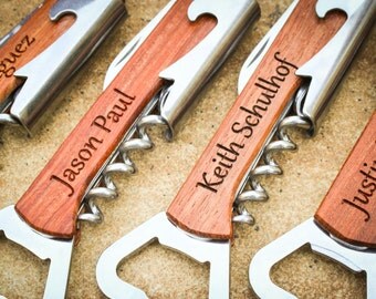 Personalized Bottle Opener, Engraved Corkscrew, Engraved Bottle Opener, Custom Opener: Groomsmen, Bridesmaid, Stocking Stuffer, Fathers Day