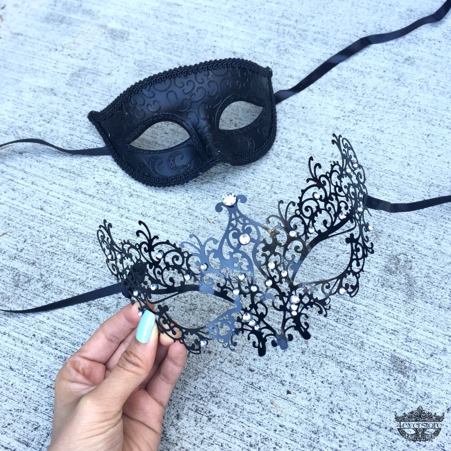 New Extravagant Masquerade Couples Mask Set His And By 4everstore