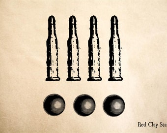 Bullets and Shot Rubber Stamp - 2 x 2 inches