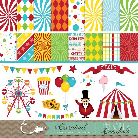 Carnival Clip Art Banners and Backgrounds BUNDLE