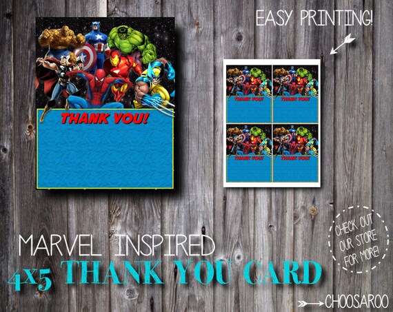 MARVEL SUPER HERO Inspired Thank you Card Easy to by ChoosaRoo