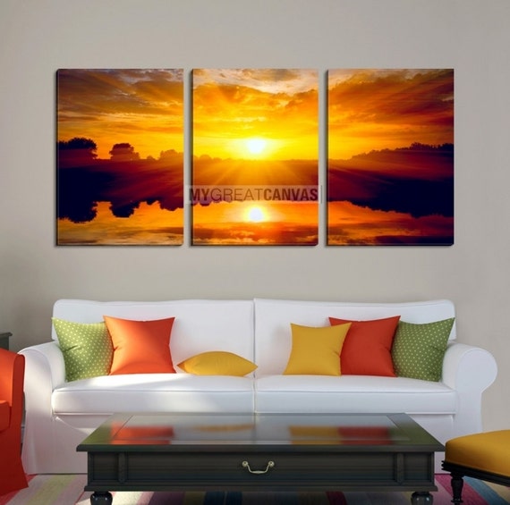 Large Wall Art Canvas Amazing Colorful Sunset by WorldMapCanvas