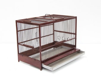 Burgundy Wood & Wire Birdcage