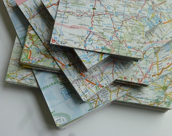 Origami paper MAP land map 20 sheets of 15x15cm recycling