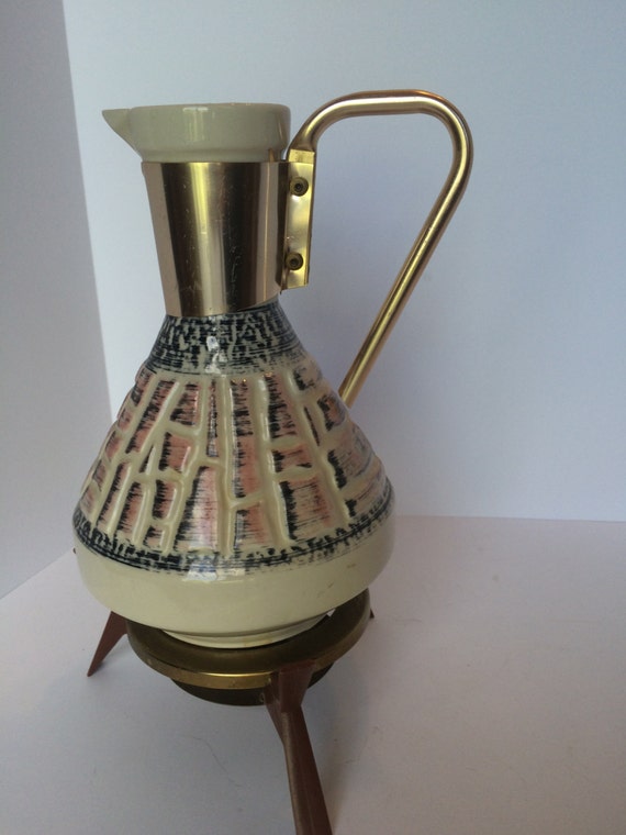 Items similar to Mid Century Coffee Carafe and Warming Plate Barware ...