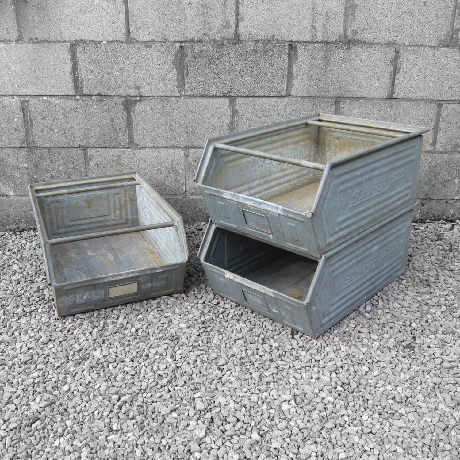 Industrial Storage Crate Boxes Stacking Kitchen Display