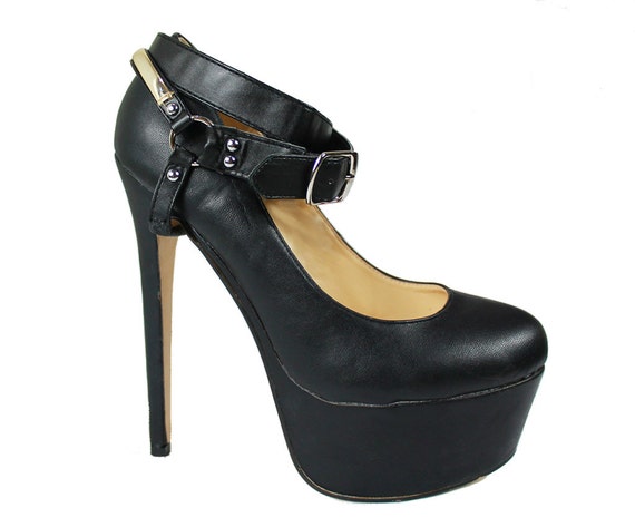 Double Black Wide Detachable Shoe Straps Leather by ShooStraps